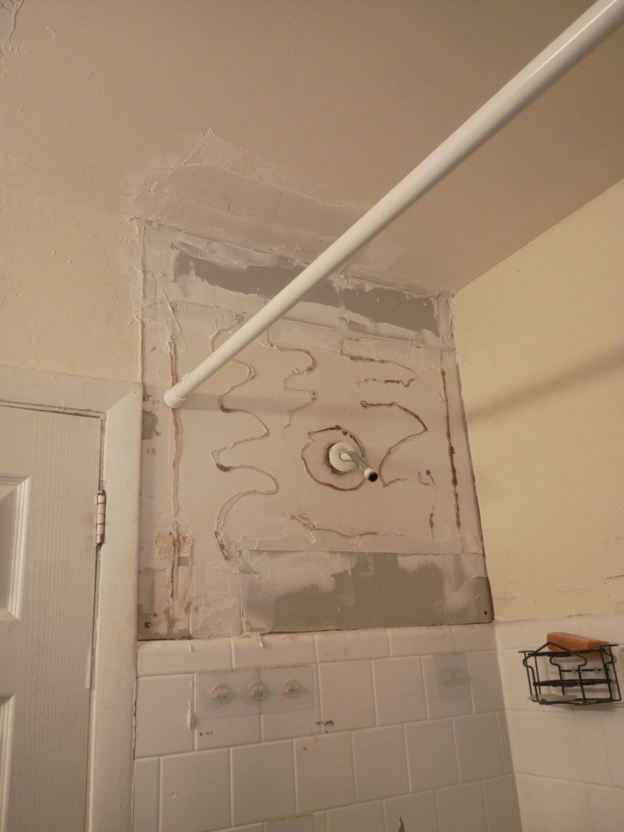 Bathroom wall and plumbing repair in progress in Jacksonville, FL